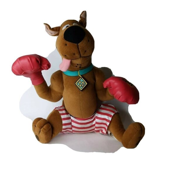 Scooby Doo wearing boxing gloves 12"Plush Toy red strip shorts - Picture 1 of 8